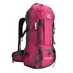 HANGYALI Hiking Backpack 60L Large Camping Travel Hiking Waterproof Daypack with Rain Cover (Pink)