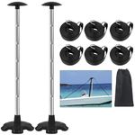 Boat Cover Support Poles,Height Adjustable Stainless Steel Support Pole with Anti-Slip Rubber Base,Black Boat Cover Support Poles to Prevent Rain/Snow Accumulation,Included Webbing Strap(2 Pack)