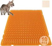 YITESHI 10 Pcs Scat Mat for Cats, 16x13 Inch Cat Deterrent Indoor Mat, Cat Scat Mat with Spikes Outdoor Use, Humane Pet Repellent Fence, Orange Color for Cat/Dog Easily See