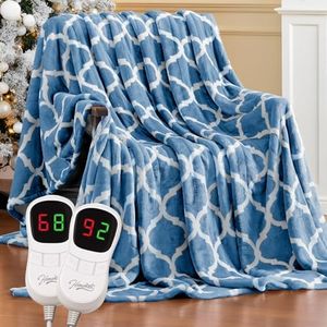 Homemate Heated Blanket Electric King Size - 100“x90“ Heating Blanket with 10 Fast Heat Levels 8 Hours Auto Off Ultra Soft Cozy Flannel Over-Heated Protection ETL Certification Keep Warming in Home