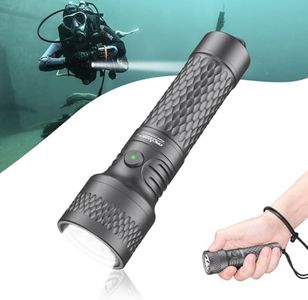 ORCATORCH ORCA7 Tauchlampe, 3000 Lumen Unterwasser Taschenlampe, 6° Punktstrahl Tauchlicht mit SOS-Modus, IP68 Wasserdicht bis 150m für Nachttauchen, Höhlenforschung & Technisches Tauchen (Grau)