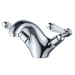 Dual Lever Basin Mixer taps,Luckyhome Bathroom Sink Mixer taps Chrome hot and Cold Faucet Solid Brass Valve Body