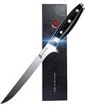 TUO Boning Knife 7 Inch, Filleting Knife German High Carbon Stainless Steel Kitchen Knife Flexible Fish Knife, Full Tang Pakkawood Handle-Black Hawk Series