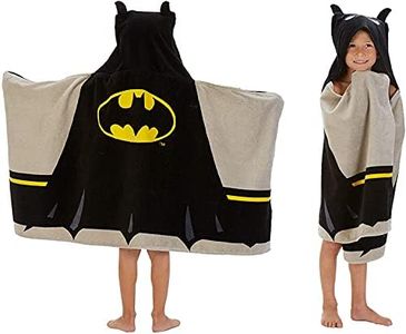 Batman Kids Soft Terry Cotton Bath / Beach / Pool Hooded Towel Wrap, 24 x 50", Black and Yellow