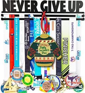 Miayork Medal Holder Display Hanger Rack Frame for Over 30 Medals-Sports Medal Hanger and Ribbon Display Holder Rack with Easy Hanging Bars 12 Inches
