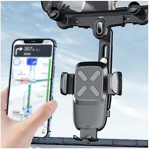 OFBAND Rear View Mirror Phone Holder,【2023 New Upgraded】 360°Rotatable+Retractable Rearview Mirror Phone Holder,Universal Multifunctional Phone Mount for All Mobile Phones&Cars