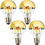 E26 4W Half Chrome Light Dimmable G25(G80), Warm White 2700K 40W Equivalent Led Globe Filament Vintage Anti-Glare Bulbs with Golden Mirror Top for Indoor Home Lighting, AC 110V(4-Pack)