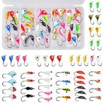 Fishing Lures Ice Fishing Jigs 48pcs Ice Fishing Gear Small Jig Head Panfish Crappie Jigs Ice Fishing Jigging Lures Kit