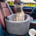 Dog Car Seat for Small/Medium Dogs,Memory Foam Booster Pet Car Seat Suitable for Under 35lbs, Anti Slip and Sturdy Dog Car Seats, Travel Cars Dog Bed with Free Dog Blanket(Grey)