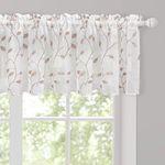 MIULEE Kitchen Window Curtain Valance Embroidered Semi Sheer Small Windows Rod Pocket Panels for Basement 1 Panel Brown W 60 x L 18