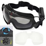 H World Shopping Fan Version Cooler Airsoft Glass Regulator Goggles Ski Snowboard Bike Sports(Black)