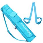 Yoga Mat Bags and Carriers, Waterproof Portable Yoga Bag & Adjustable Yoga Mat Strap Extra Length Yoga Mat Carry Bag with 2 Pockets Full Zipper Yoga Shoulder Bag (Blue)