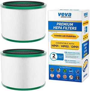 VEVA Premium HEPA Replacement Filter 2 Pack Compatible With All Dyson Pure Cool Link DP01, DP02 and Dyson Pure Hot + Cool Link HP01, HP02, Part # 968125-03# 305214-01# 305214-01