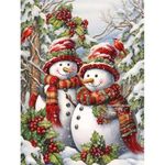 Christmas Diamond Painting Kits for Adults,Cristmas Snowman Diamond Art Kits DIY 5D Round Full Drill Gem Art Kits for Beginner,Winter Cardinals Diamond Dots Painting Kit for Home Wall Decor 12x16 Inch