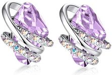 Leafael Wish Stone Stud Earrings with Alexandrite Light Purple Birthstone Crystal for June, Silver-tone