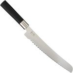 KAI Wasabi Black Bread Knife 23.0 cm Blade Length - Polished 6A/1K6 Stainless Steel 58 (±1) HRC - Black Polypropylene Handle - Serrated Knife - Made in Japan