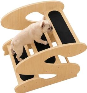 AUTATUE Wooden Dog Stairs Steps,16¾"Wx23¼Dx19⅜H 3Steps,Small or Senior Dogs for Pet LUNDERLAND Design Yellow Maple Print
