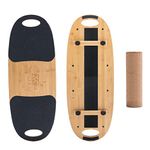 XCMAN Balance Board Surf Trainer with Adjustable Stoppers - 3 Different Distance Options Bamboo Balance Board for Surfing, Snowboarding, Skiing, Skateboarding, Yoga Training