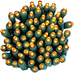 Sunnydaze 70-LED Outdoor Christmas String Lights - 5mm Wide Angle Style Bulbs - 22-Foot Lighted Length - Orange