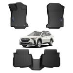 Automotive 3D Floor Mats Set for Subaru Outback 2020-2025 | All Weather Floor Protection Car Accessories | Black Liner Carpets Mat for Cars | Custom Fit 3 Piece Floor Liners for 1st & 2nd Row