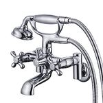 Hanallx Clawfoot Tub Faucet Wall Mount Tub Filler Chrome Vintage Bathtub Faucets Brass with Telephone Shaped Handheld Shower