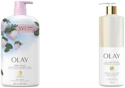 Olay Fresh Outlast Body Wash, White Strawberry & Mint, 887mL & Firming & Hydrating Body Lotion with Collagen, White and Gray, 502 ml (Pack of 1)