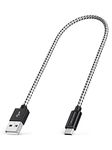 CableCreation Short Micro USB Cable 1FT, USB to Micro USB 24 AWG Triple Shielded Fast Charger Cable, Compatible with TV Stick, PS4, Chromecast, Power Bank, 0.3m Black