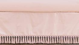 Sweet Jojo Designs Pink Boho Bohemian Girl Baby Nursery Crib Bed Skirt Dust Ruffle - Solid Color Blush Shabby Chic Princess Luxurious Luxury Elegant Vintage Designer Boutique Victorian Cotton Fringe