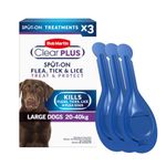 Bob Martin Clear Plus Spot On Flea Treatment for Large Dogs (20-40kg) - Kills Fleas, Ticks, Lice and Flea Eggs (3 Pipettes)