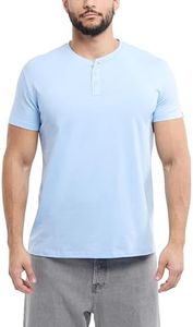 X RAY Men's Henley Shirts, Soft Cotton Short Sleeve Stretchy Slim Fit T Shirts for Men, Bright Sky Blue, Size 3X-Large