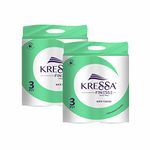 Kressa 3Ply Toilet Paper - Total 8 Toilet Tissue Rolls x 300 Pulls(2400 Pulls) Bathroom Tissue (Pack of 2)