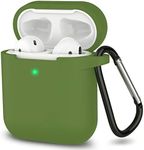 SATLITOG Silicone Case Compatible with Apple AirPods 1&2 Wireless and Wired Charging Case(Front LED Visible),Olive Green