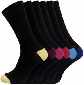 COSHAL® 6 Pairs Men’s Diabetic Socks Men Wide Elastic Cotton Socks Non-Binding Loose Top Mens socks Soft Grip Socks Oedema Friendly Swollen Feet Mens Socks Legs Size UK 6-11, Black Colored Heel & Toe