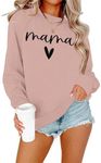 Dressmine Womens Casual Long Sleeve Crewneck Loose Mama Sweatshirt Graphic Shirts Pullover Tops, Pink, Small