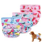 Reusable Dog Nappies 3pcs, Super Absorbent Dog Period Pants for Female, Washable Dog Diapers Puppy Sanitary Wraps Panties, Adjustable Dog Pants Dog Nappies for Small Medium Large Dogs (Fruit 2, L)