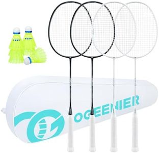 OGEENIER Badminton Rackets Set, 4-Player Lightweight Badminton Racquets Set with 6 Nylon Birdies for Outdoor Backyard Games
