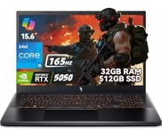 Acer Nitro V15 Gaming Laptop, 15.6" 165Hz FHD, Intel Core i5-13420H, NVIDIA GeForce RTX 5050, 32GB RAM, 512GB SSD, Thunderbolt 4, Backlit Keyboard, Windows 11 Home, Black