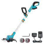 Berserker 20V 12" Cordless String Trimmer 2.0Ah Battery Powered and Fast Charger Included, 2-in-1 Compact Weed Wacker Eaters and Edger with Support Wheels，Ideal for Lawn Trim and Yard Maintenance