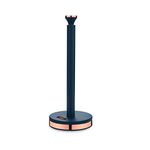 Tower T826133MNB Cavaletto Towel Pole Kitchen Roll Holder with Soft Underliner, Midnight Blue and Rose Gold