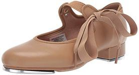 BLOCH Women's Annie Tyette Dance Shoe, Elastic Strap with Grosgrain Ribbon, Cushioned Insole, Non-Slip Sole, Techno Tap Plates Attached, Comfortable, High Durability, Superior Fit, Brown Tan, 9