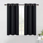 NICETOWN Living Room Blackout Curtains and Drapes, Black Solid Thermal Insulated Grommet Blackout Drapery Panels for Window (2 Panels, 42 Inch Wide by 45 Inch Long, Black)