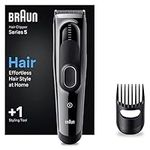 Braun Hair Clipper Series 5, Featuring Lifetime-Sharp Blades, 9 Length Settings, 50-min runtime, Gifts for Men, HC5310, Black