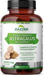 Zazzee Extra Strength Astragalus Root 20:1 Extract, 5000 mg Strength, 70% Polysaccharides, 180 Vegan Capsules, 6 Month Supply, 100% Vegetarian, Standardized and Concentrated 20X Extract, Non-GMO