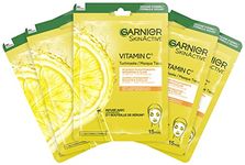 Garnier Moisturising Cloth Masks for Sensitive Skin, with Hyaluronic Acid and Vitamin C, for Radiant Skin and Glow Effect, SkinActive, 5 x 1 Masks