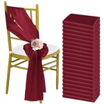 50 PCS Satin Chair Sash Chair Decorative Bow Designed Chair Cover Chair Sashes for Thanksgiving Wedding Banquet Party Home Kitchen Decoration (Burgundy,7 x 108 inch)