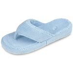 Acorn Women's Spa Thong Slippers with Cloud Contour Comfort - Arch Support and Plush Fluffy Terry Lining, Perfect for Beach, Camping, Poolside, or Bathroom Wear, Powder Blue, 6.5-7.5