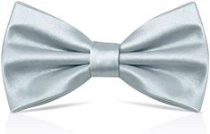 Adjustable Bowtie, Bow Tie for Men, Tux Bowtie Formal Classic Pre-Tied Bow Tie, Neck Bowtie Satin Bow Tie for Party Wedding (Silver)