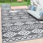 SHACOS Outdoor Rug 150x240cm, Boho Outdoor Rugs for Patios Waterproof Reversible Portable Picnic Rug Foldable Garden Rug Woven Plastic Straw Mat Outdoor Carpet for Garden Patio Picnic Camping Beach