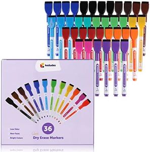 36 White Board Markers Dry Erase Marker Set | Magnetic Eraser, Skinny Fine Point, Colorful Dry Erase Markers | Magnet Whiteboard Markers, Odorless, Non-Toxic for Kids, Teachers, Office, School