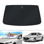 KUST Custom Fit Windshield Sun Shade for Mazda 3 Accessories 2019-2024 2025 Mazda3 Hatchback/Sedan Window Shade Cover Sun Visor Foldable Blocks UV Rays Keep Your Car Cooler